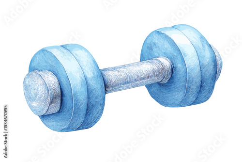 Fitness equipment for strength training with blue weights placed on a