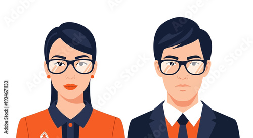 Business Professionals: A Diverse Duo in Formal Attire and Eyeglasses for Corporate Settings