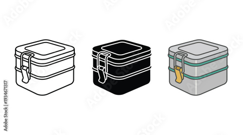 Lunch Box Illustration Set with Different Colors and Designs