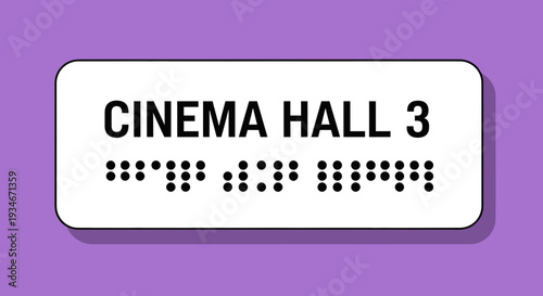 Cinema Hall 3 Sign: Clear Communication for All, Purple Background Presentation