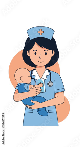 Caring Nurse Comforting Newborn: Healthcare Professional Holding a Baby with Compassion and Love