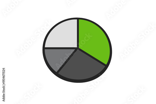 Graphic showing a circular pie chart divided into four sections with