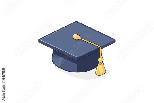 Graduation cap placed on a flat surface showing a simple design with a
