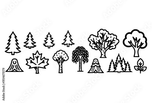 Bold Line Icon Bundle of Trees and Forests for Modern Digital and Print Designs