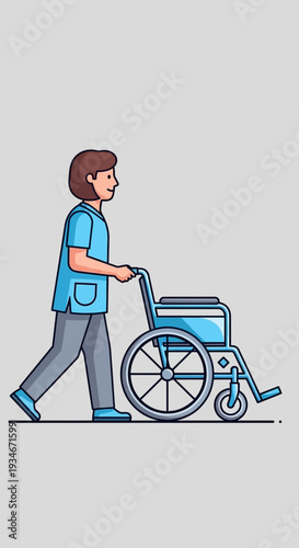 Caring Professional Assisting Patient In Wheelchair Depicting Support And Healthcare