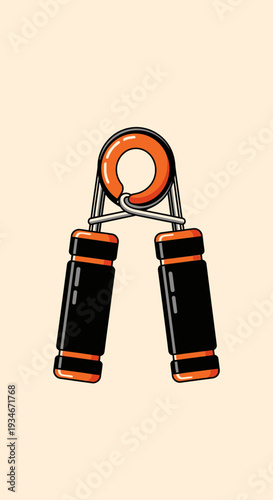 Cartoon Illustration Of A Hand Grip Exerciser For Strength And Fitness Goals
