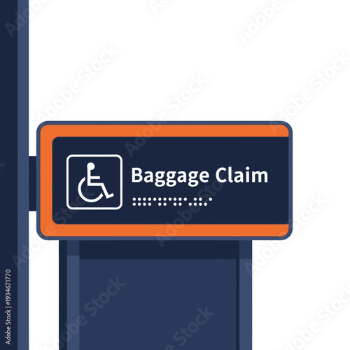 Clear Airport Baggage Claim Sign With Accessibility Symbol For Travelers, Modern Design