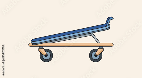 Cartoon Illustration of a Hospital Gurney for Patient Transportation in Medical Context
