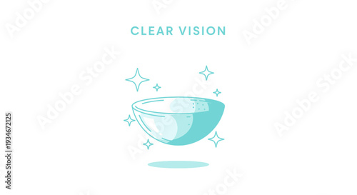 Clear Vision Illustration Featuring a Contact Lens and Sparkling Visual Elements