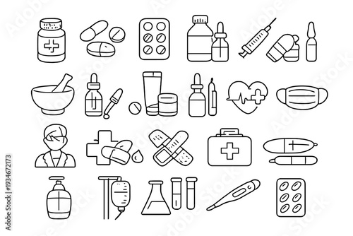 Graphics of medical tools and supplies for healthcare professionals in