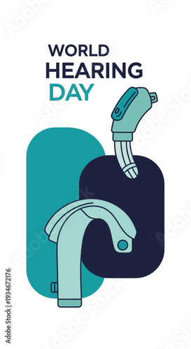 Celebrating World Hearing Day: Modern Illustrations Featuring Hearing Aids and Awareness Themes