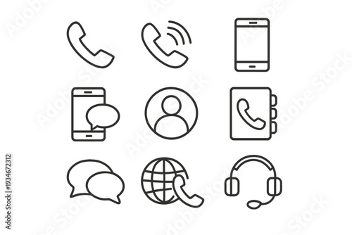 Various icons representing communication methods on a simple grid
