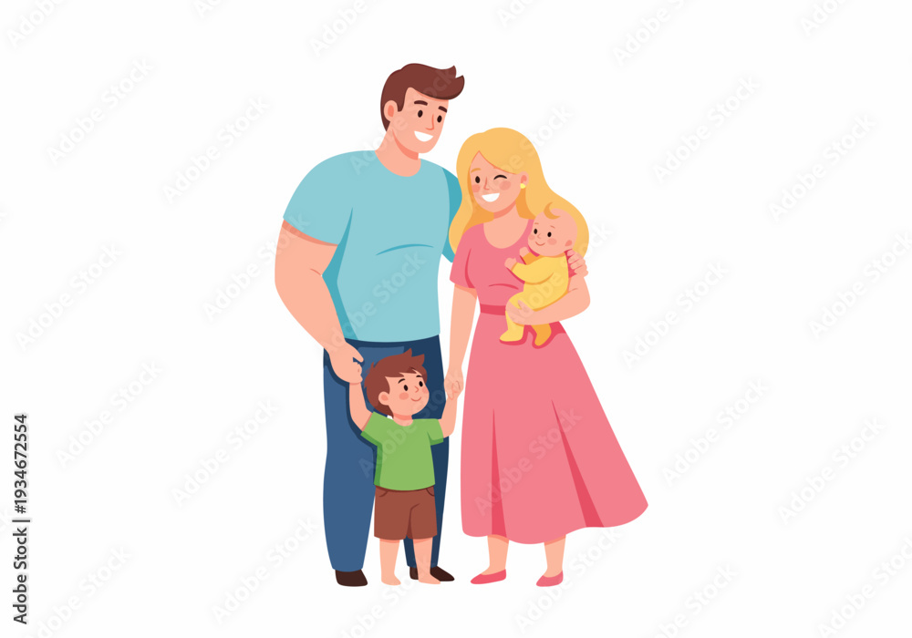 Obraz premium Happy Family with Children Standing Together.