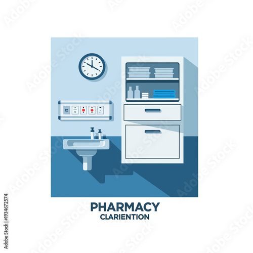 Clinical Setting Depiction: Illustration of a Medical Room Design Featuring Essential Elements