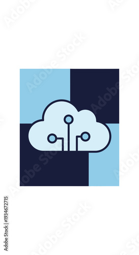 Cloud Computing and Digital Technology Innovation Concept on a Checkered Background Design