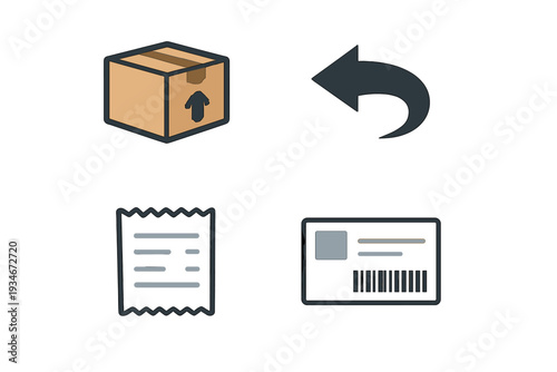 Process of returning a package with different elements like a box