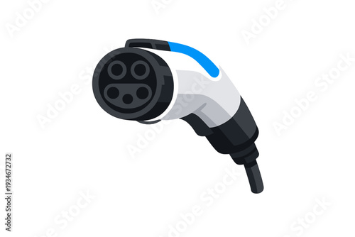 Electric vehicle charging plug with multiple connectors shown in