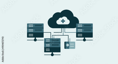 Cloud Computing Infrastructure Connection Design Depicting Digital Information Storage Network
