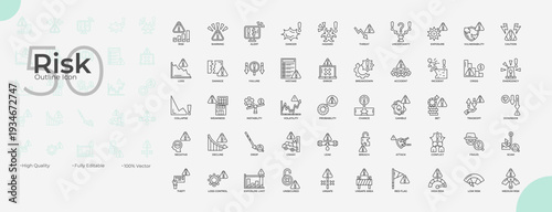 Risk Line Editable Icons set