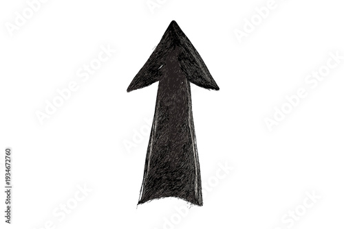 Simple black arrow pointing upward on a white background with clear