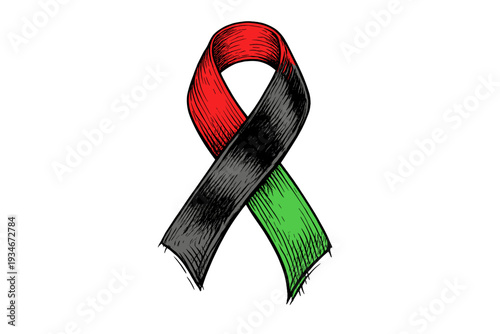 Ribbon shows the colors of black green and red representing unity and