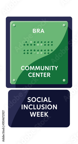 Community Center Braille Signage Showcasing Social Inclusion Week Initiatives Clearly