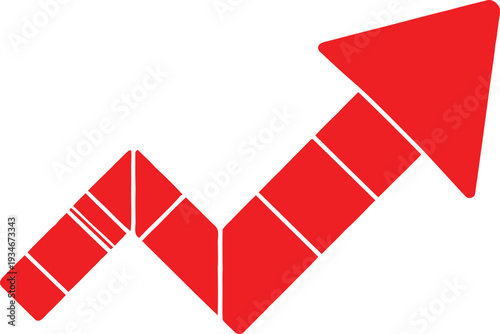 Modern upward trend graph with segmented red arrow design Vector