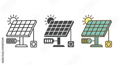Solar Panels Generating Electricity from Sunlight in Various Design Styles