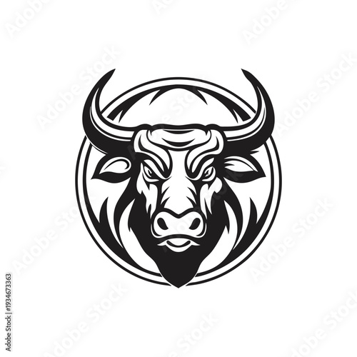 Majestic taurus silhouette gazes forward with an intense expression, under celestial stars and sharp plants