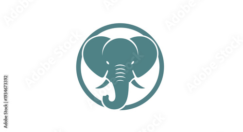 Teal-colored elephant logo with a circular outline on a white background