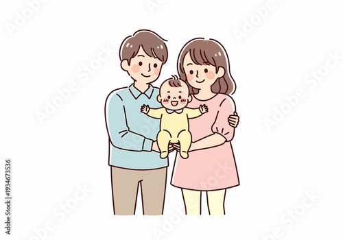 Happy Family with Baby Standing Together.