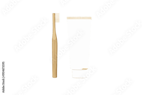 Toothbrush and toothpaste shown side by side on a plain background in