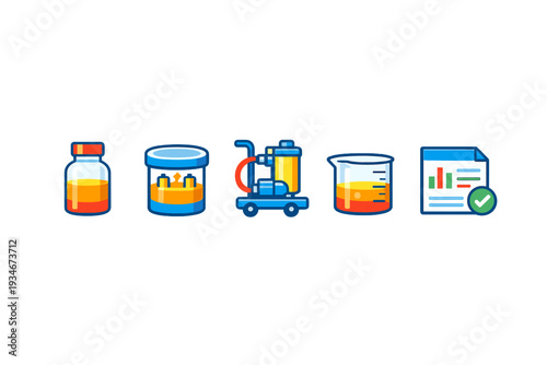 Laboratory tools and supplies used for chemical experiments in a
