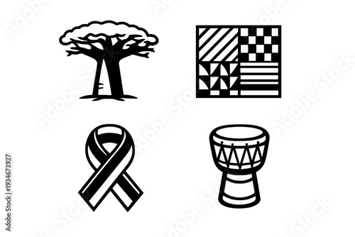 Symbols of culture and community in black and white art from a