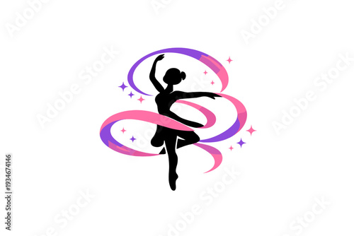 Dancer performing graceful movements with colorful ribbons in a