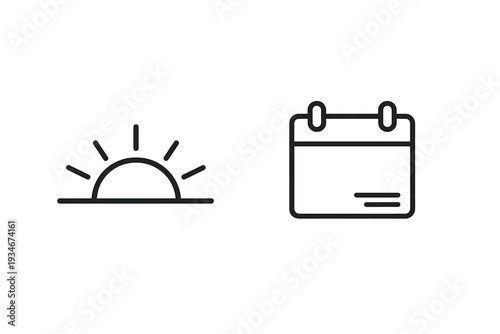 Sun rising and calendar indicating a new day in a simple design