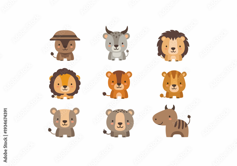 Fototapeta premium Cartoon Animal Faces Collection.