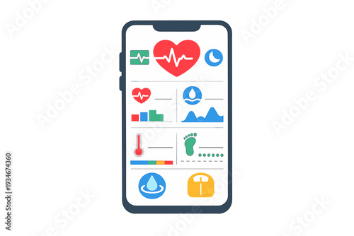 Health monitoring application displays various metrics and data on a
