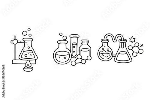 Different types of flasks and lab equipment are used for science