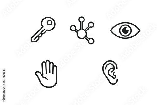 Icons representing different senses and elements of perception in a