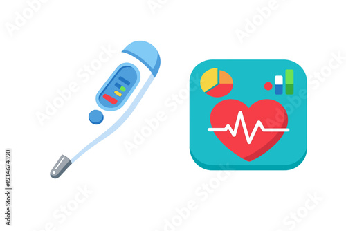 Digital thermometer and health monitor displayed on a white background