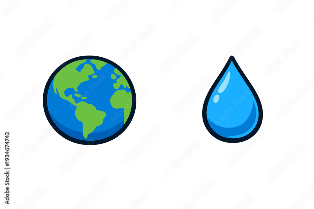 Fototapeta premium Earth and water drop symbols showing connection between nature and