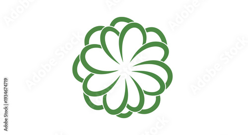 Green flower logo on a white background with a simple, modern design and a calming effect.
