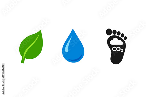 Elements representing nature and environment with leaf droplet and