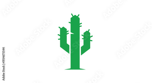 Green silhouette of a cactus against a white background.