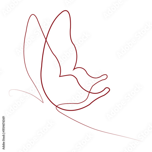 Minimalist single line drawing of a butterfly elegant vector art for nature themes isolated on white background