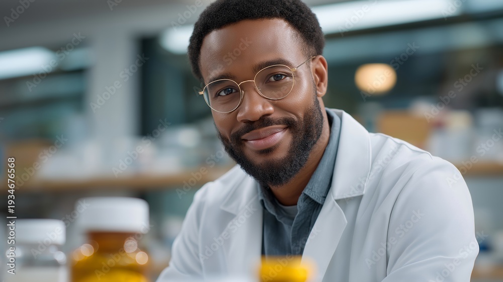 Obraz premium Compounding pharmacist preparing customized medication formulation for individual patient prescription, perfect for specialty pharmaceutical production, compounding pharmacy, personalized medicine,