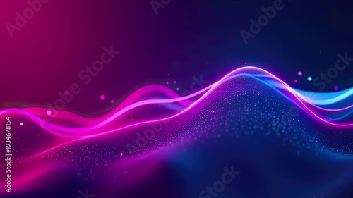 Moving neon lines on dark background Abstract concept of energy, technology and modern motion design