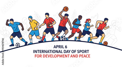Diverse athletes celebrating International Day of Sport for Development and Peace