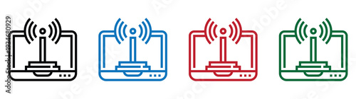 Four smart TVs with Wi-Fi signals showing digital connectivity and modern technology concept